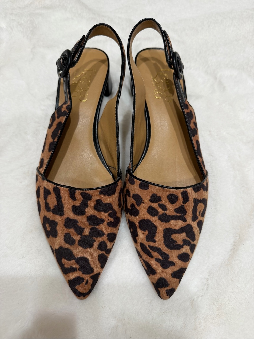 Franco Sarto Leopard Print Slingback Flats in Brown and Black Size 6